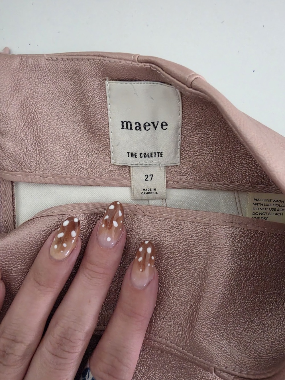 NWT Maeve Colette Crop Metallic Faux Leather Ruffle-Hem Pants Pink Metallic 27 - Picture 10 of 16